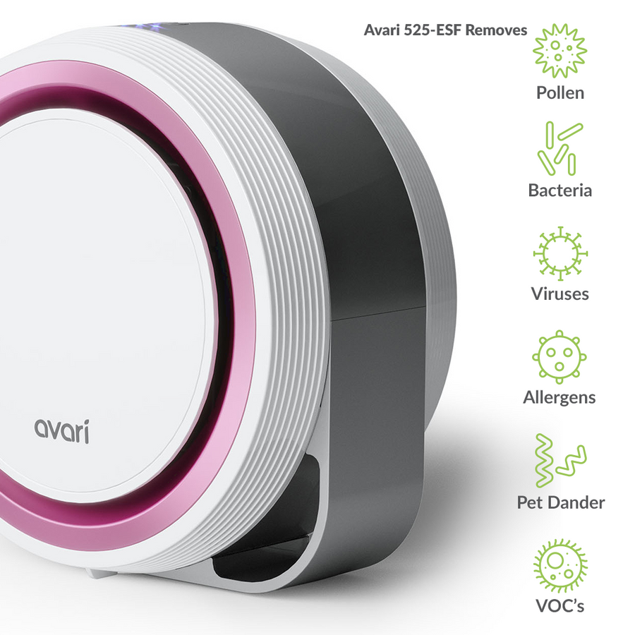 Avari 525 Personal Air Purifier Pink Removes Particles