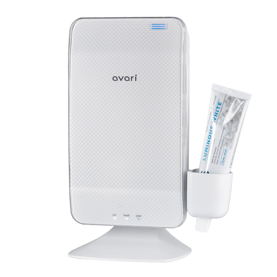 Avari Ts UV Heat Toothbrush Sanitizer Pearl- Front with Holder